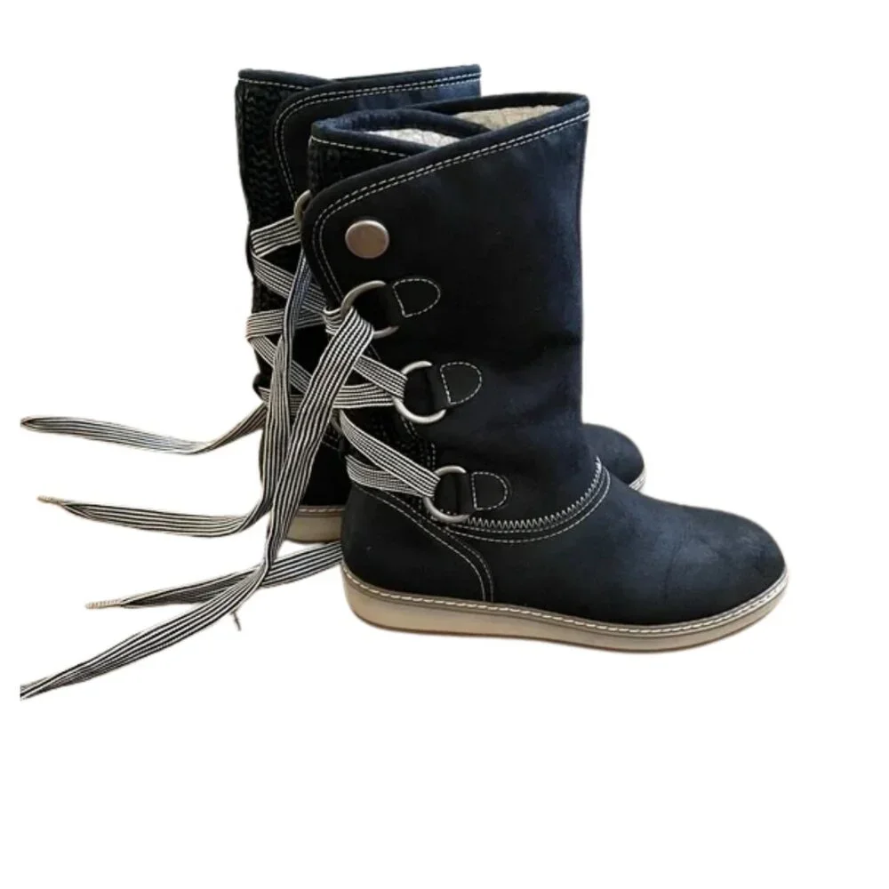 White Mountain Black Tivia Winter Boots Size 8